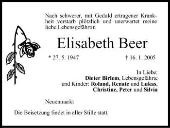 Anzeige von Elisabeth Beer von MGO