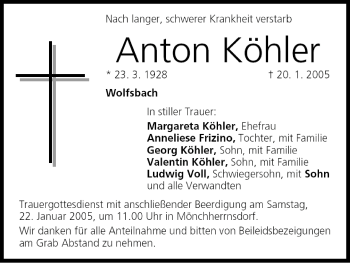 Anzeige von Anton Köhler von MGO