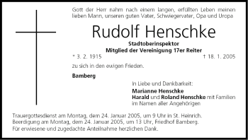 Anzeige von Rudolf Henschke von MGO