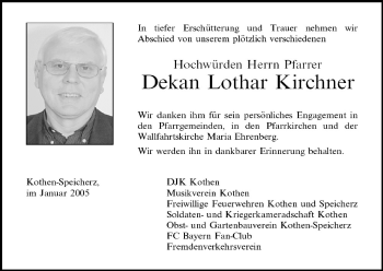 Anzeige von Lothar Kirchner von MGO