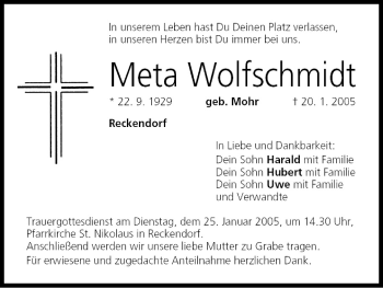 Anzeige von Meta Wolfschmidt von MGO
