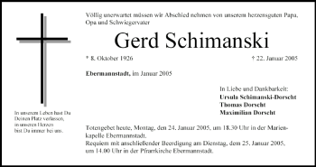 Anzeige von Gerd Schimanski von MGO