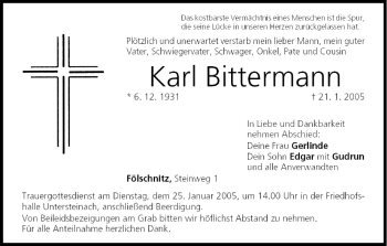 Anzeige von Karl Bittermann von MGO