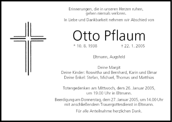 Anzeige von Otto Pflaum von MGO