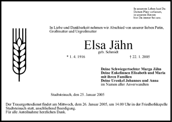 Anzeige von Elsa Jähn von MGO