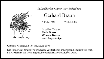 Anzeige von Gerhard Braun von MGO