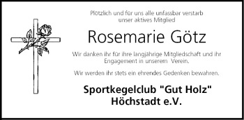 Anzeige von Rosemarie Götz von MGO