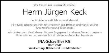 Anzeige von Jürgen Keck von MGO