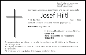 Anzeige von Josef Hiltl von MGO