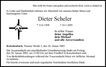 Anzeige von Dieter Scheler von MGO