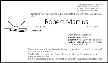 Anzeige von Robert Martius von MGO