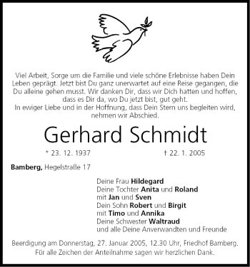 Anzeige von Gerhard Schmidt von MGO