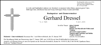 Anzeige von Gerhard Dressel von MGO