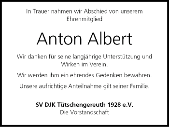 Anzeige von Anton Albert von MGO
