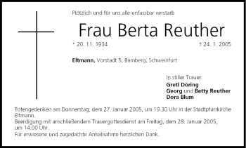 Anzeige von Berta Reuther von MGO