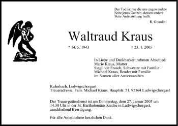 Anzeige von Waltraud Kraus von MGO