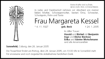 Anzeige von Margareta Kessel von MGO