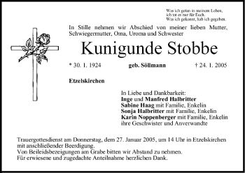 Anzeige von Kunigunde Stobbe von MGO