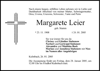 Anzeige von Margarete Leier von MGO
