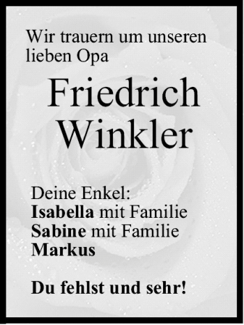 Anzeige von Friedrich Winkler von MGO