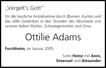 Anzeige von Ottilie Adams von MGO