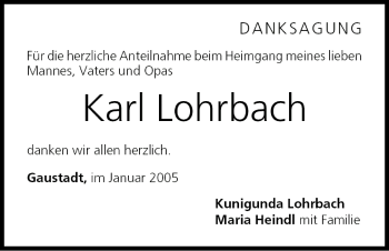 Anzeige von Karl Lohrbach von MGO