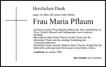 Anzeige von Maria Pflaum von MGO