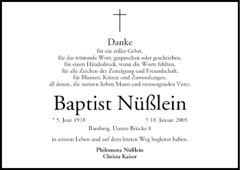 Anzeige von Baptist Nüßlein von MGO