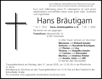 Anzeige von Hans Bräutigam von MGO