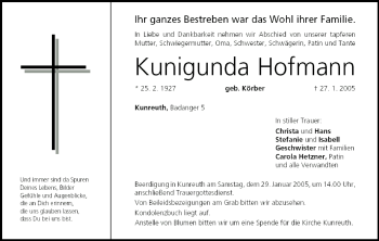 Anzeige von Kunigunda Hofmann von MGO