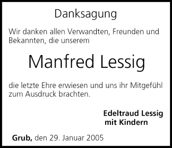 Anzeige von Manfred Lessig von MGO