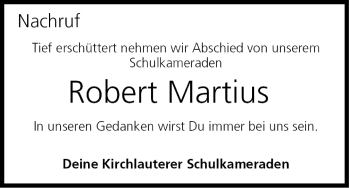 Anzeige von Robert Martius von MGO