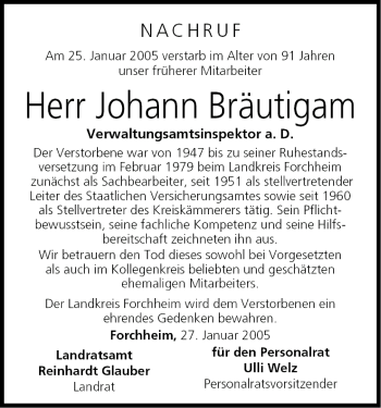 Anzeige von Johann Brautigam von MGO