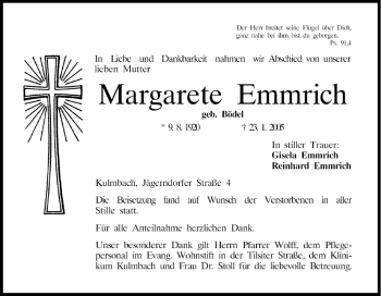 Anzeige von Margarete Emmrich von MGO