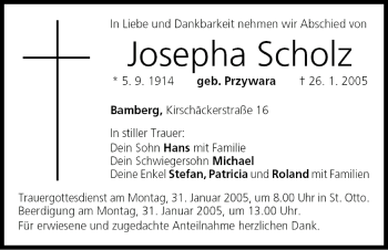 Anzeige von Josepha Scholz von MGO