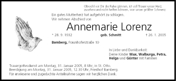 Anzeige von Annemarie Lorenz von MGO