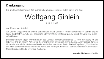 Anzeige von Wolfgang Gihlein von MGO