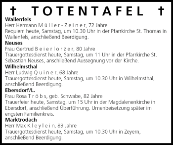 Anzeige von Totentafel vom 29.01.2005 von MGO
