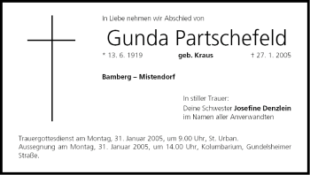 Anzeige von Gunda Partschefeld von MGO