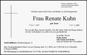 Anzeige von Renate Kuhn von MGO