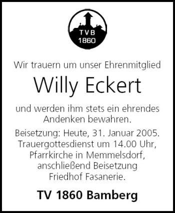 Anzeige von Willy Eckert von MGO