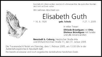 Anzeige von Elisabeth Guth von MGO