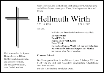Anzeige von Hellmuth Wirth von MGO