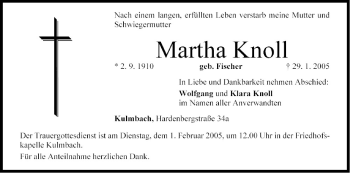 Anzeige von Martha Knoll von MGO