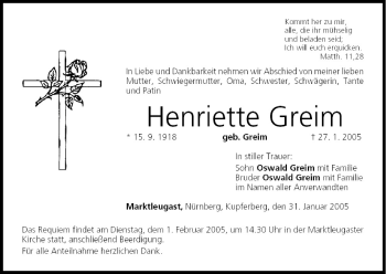 Anzeige von Henriette Greim von MGO