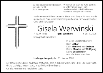 Anzeige von Gisela Werwinski von MGO