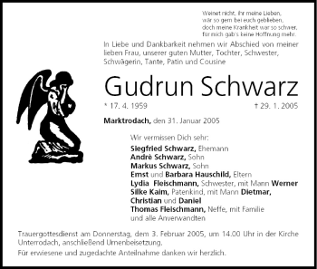Anzeige von Gudrun Schwarz von MGO