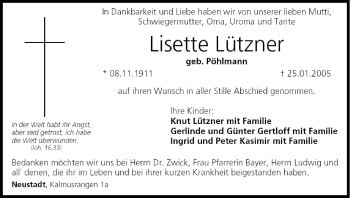 Anzeige von Lisette Lützner von MGO
