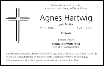 Anzeige von Agnes Hartwig von MGO