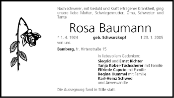 Anzeige von Rosa Baumann von MGO